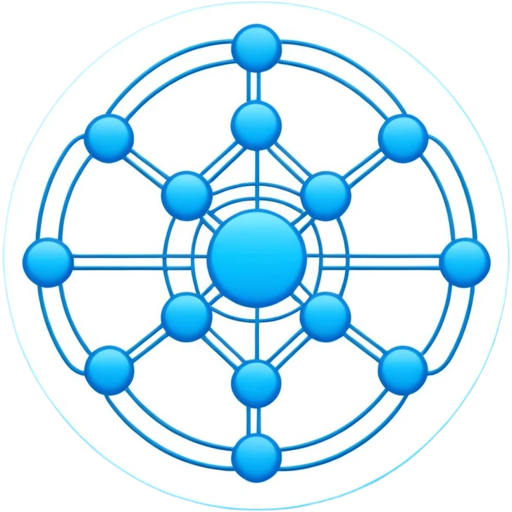 network in a circle form with boxes at intersection points emoji