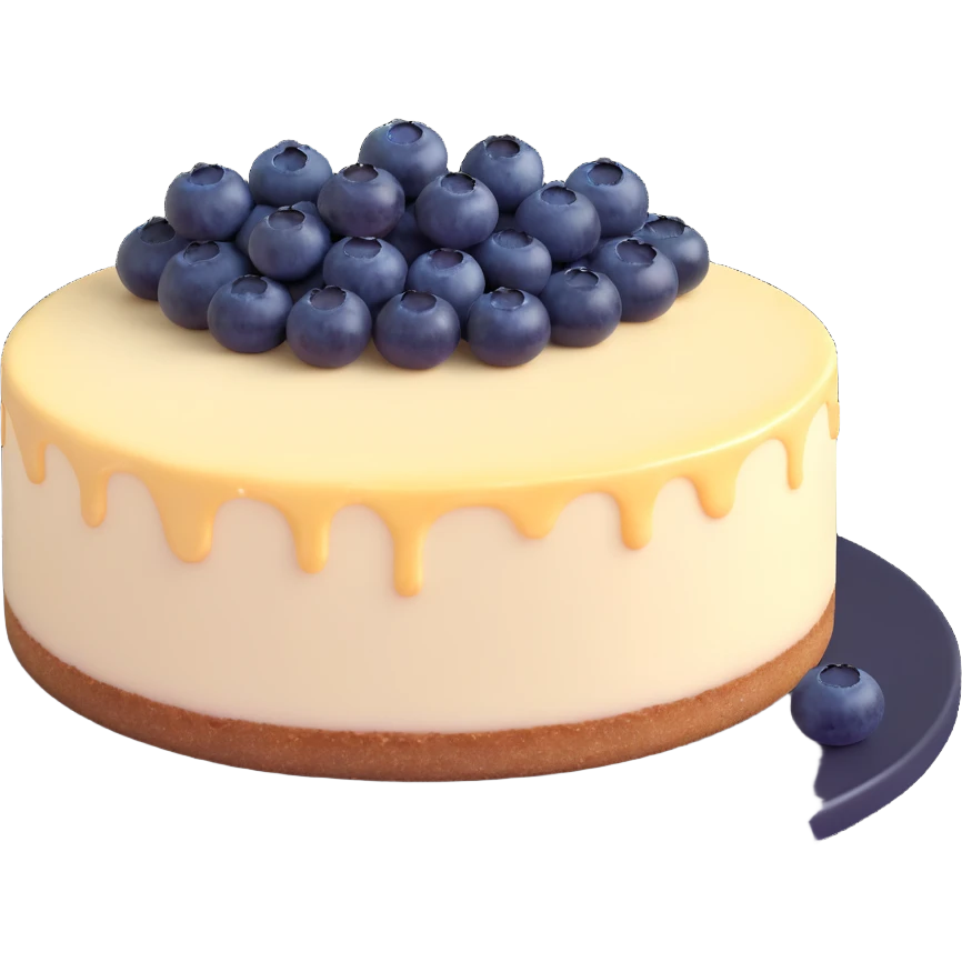 whole cheesecake with blueberries emoji