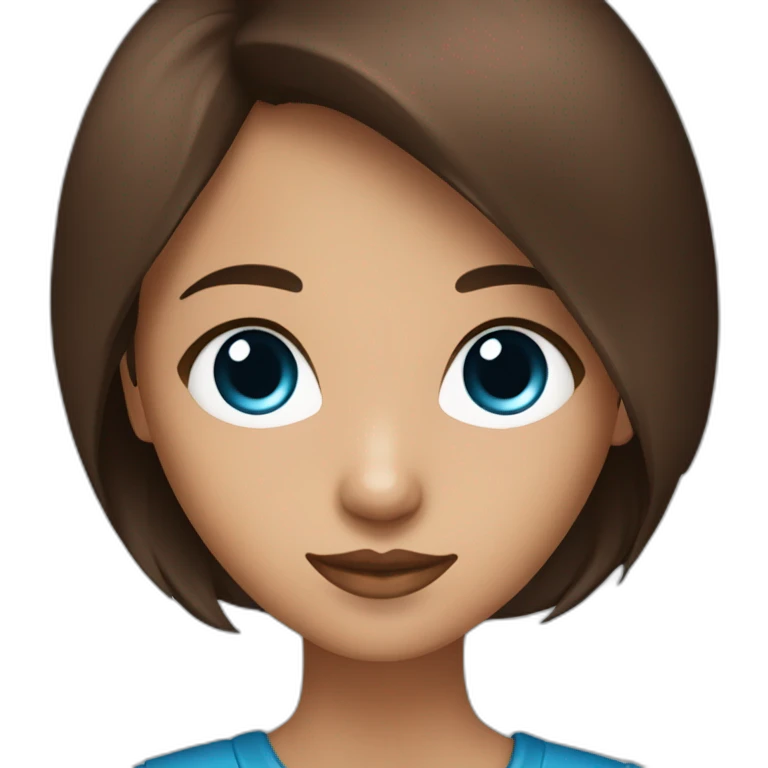 avatar de una chica de ojos azul oscuro y pelo marron largo  emoji