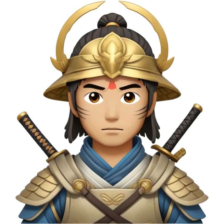 male samurai warrior with angelic halo and nomadic traveling gear emoji