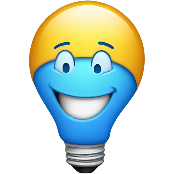 A blue bulb laughing emoji