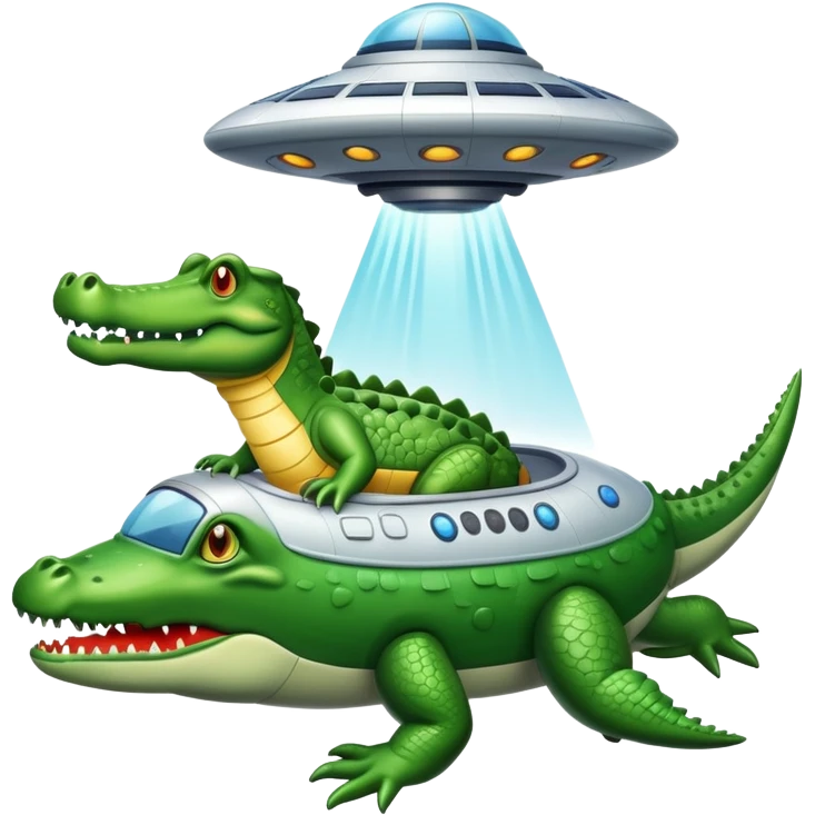 crocodile in a UFO spaceship emoji