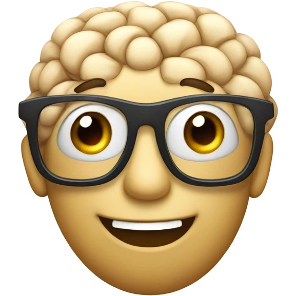 Brain happy ,with glasses  emoji