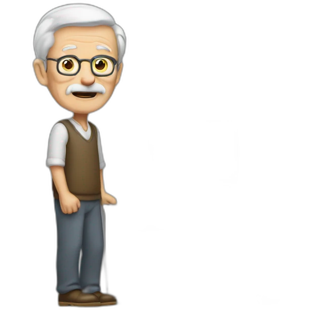 old man stands at a computer desk emoji