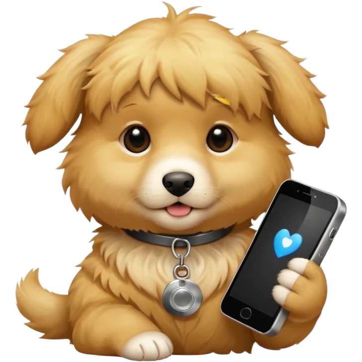 puppy with phone emoji