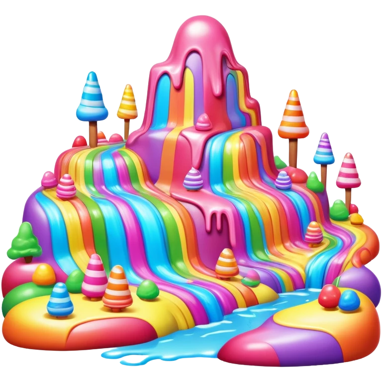 surreal melting neon rainbow candy land landscape emoji