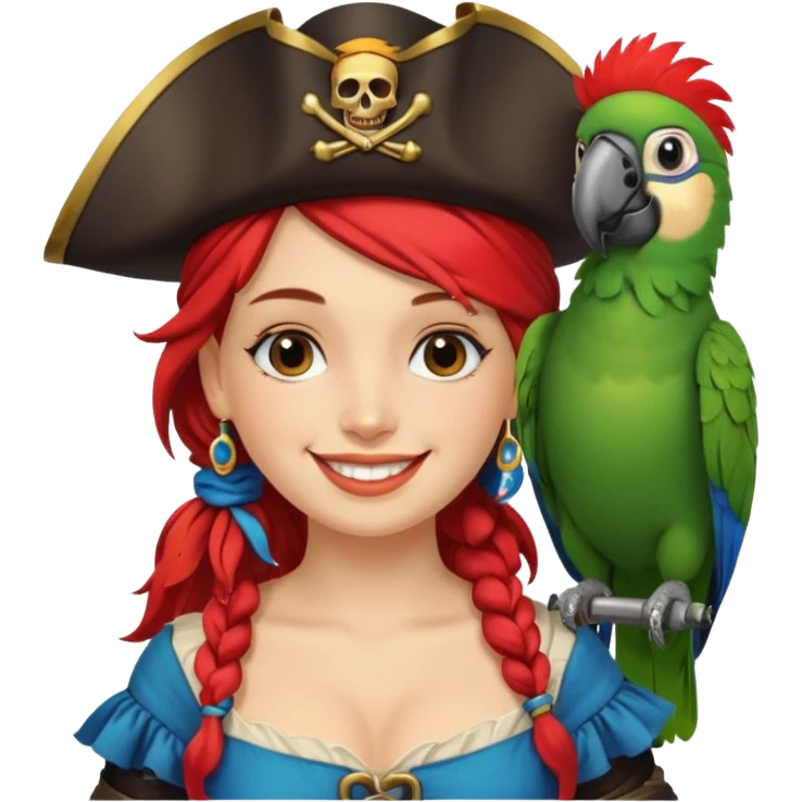 pirate wench with parrot on her shoulder emoji