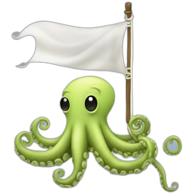cute kraken hanging a white flag emoji