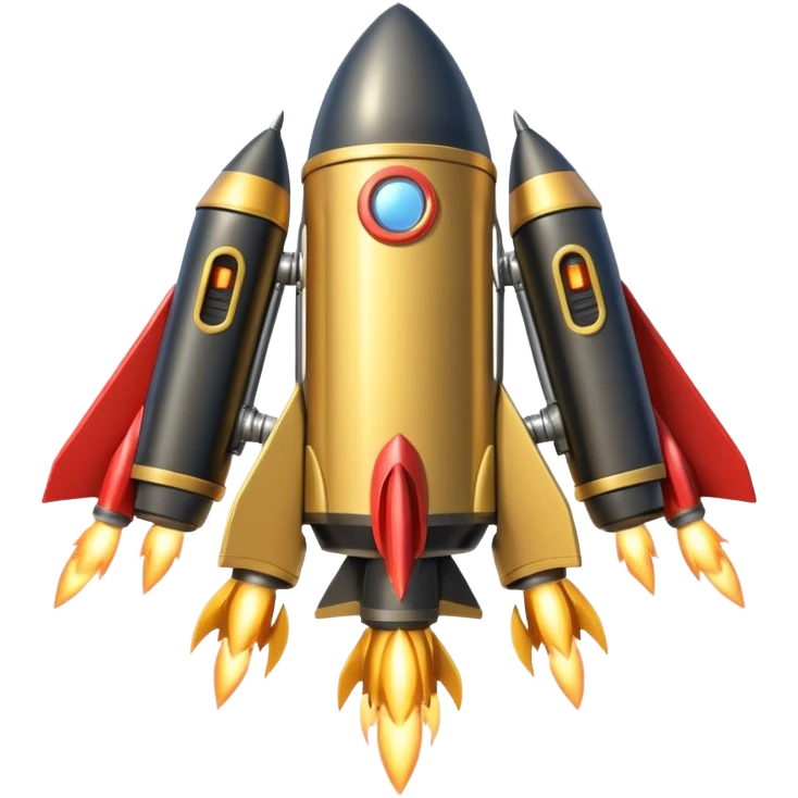 gold wide jetpack with rocket projectiles on both sides, back view, no fire, with shiny highlights emoji