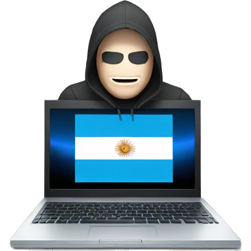 hacker using computer, with an argentinian flag emoji