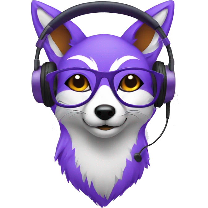purple fox with glasses and headphone emoji