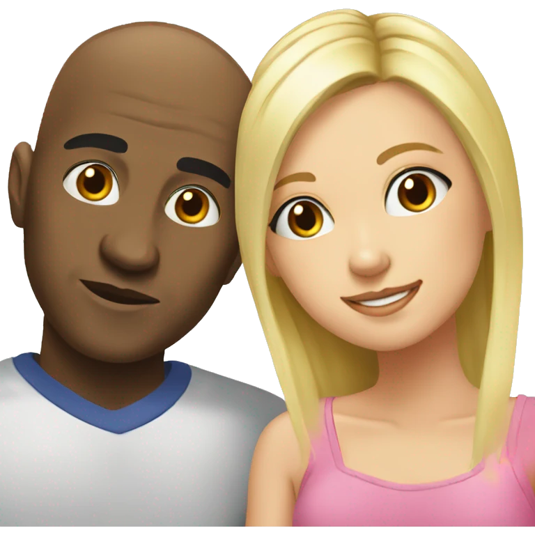 Black bald guy beside blond pretty girl emoji