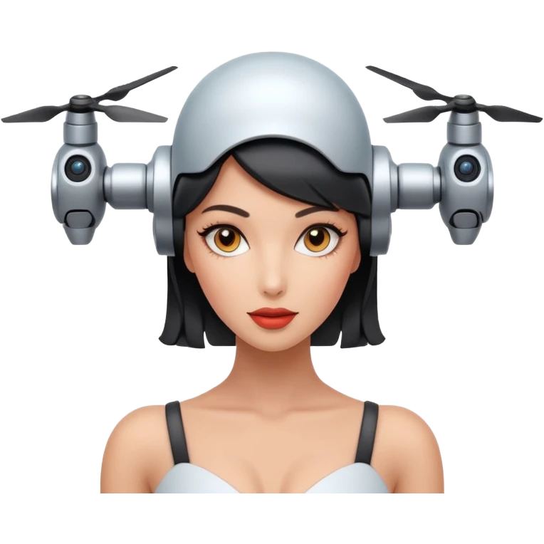 Sexy blank face drone robot girl full body pinup pose emoji