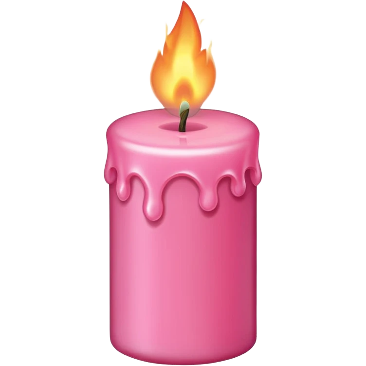 Draw a pink candle with a flame on it at an angle of 15 degrees from the horizontal. emoji