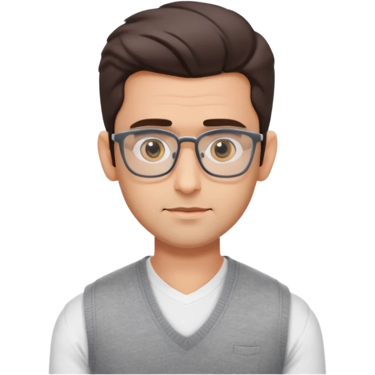 generate a pretty bratz emoji 
Make her look like hrithik roshan wearing white tee with a grey v neck sleeveless weater vest over it. wearing rectangle spectacles

he should look exactly  like hrithik roshan. looking autistic emoji