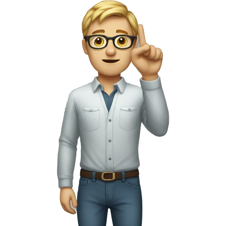 nerdy white guy holding his finger up emoji