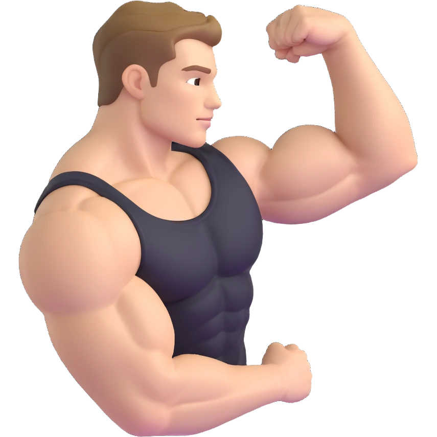muscular arm of white young man, focus on the arm emoji
