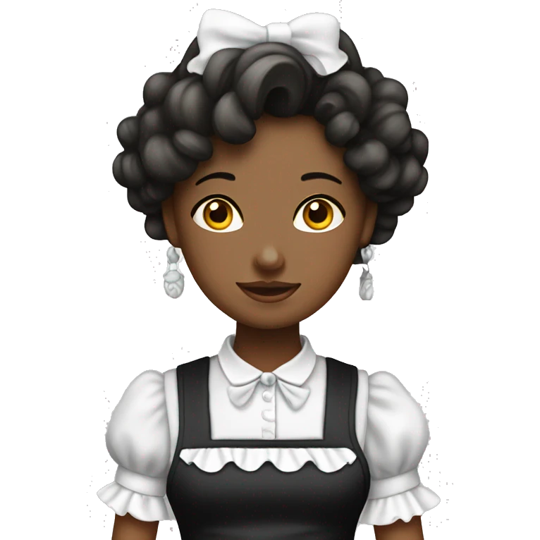 "French maid with earrings and apron and ruffeld dress“ emoji