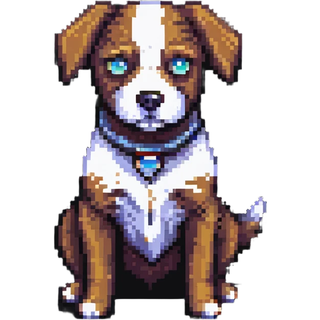 a dog with a half-human body, pixel art style emoji