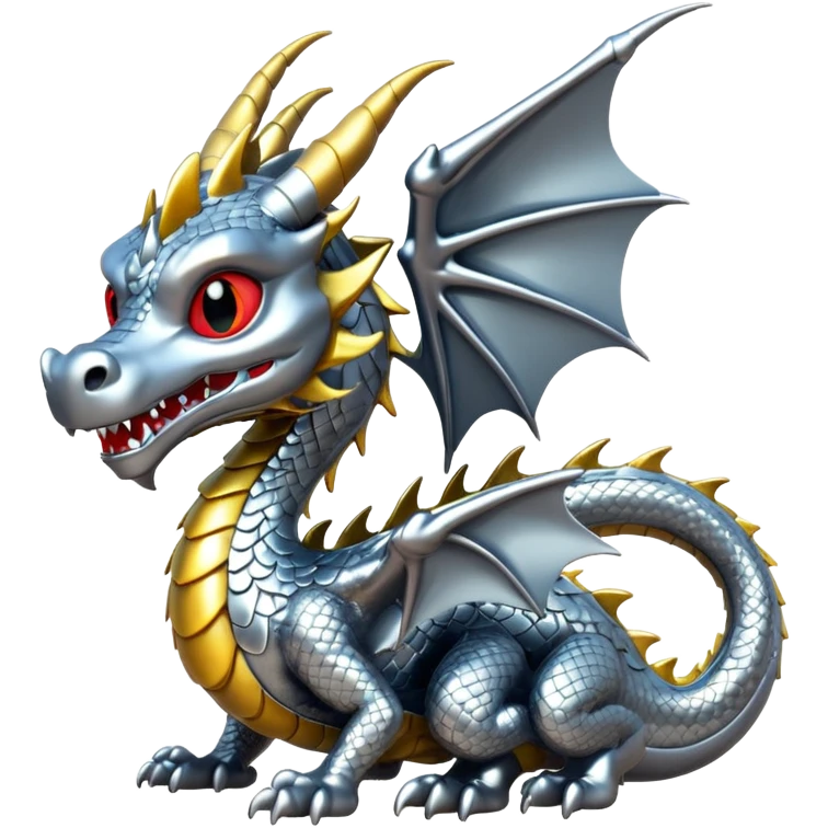 3d chrome plated silver dragon emoji