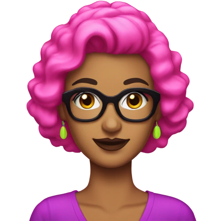 Tanned woman with black hair dressed in 1980s neon hair, makeup, and attire  emoji