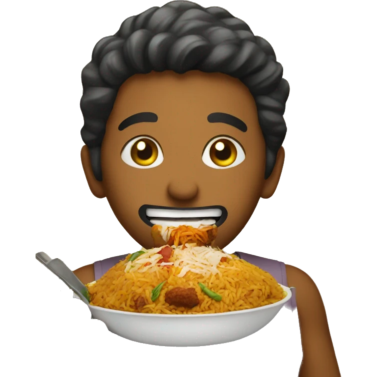smiley eating a biryani emoji