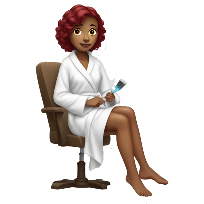 Burgundy haired girl in a white robe shaving her legs emoji