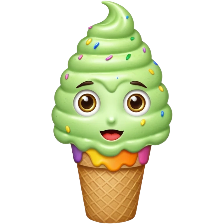 sprinkled green ice cream with eyes emoji