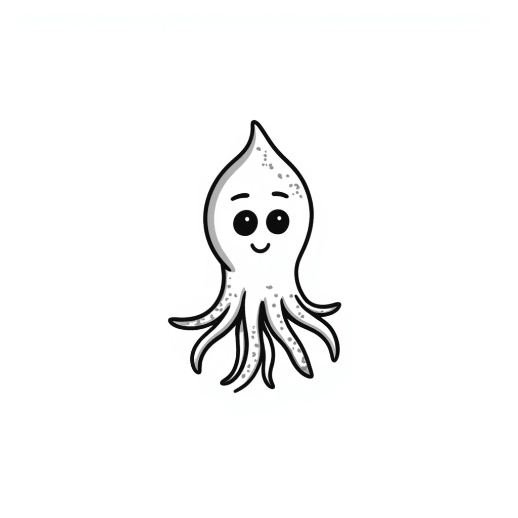 Happy squid with cute expressive eyes and wiggly tentacles emoji