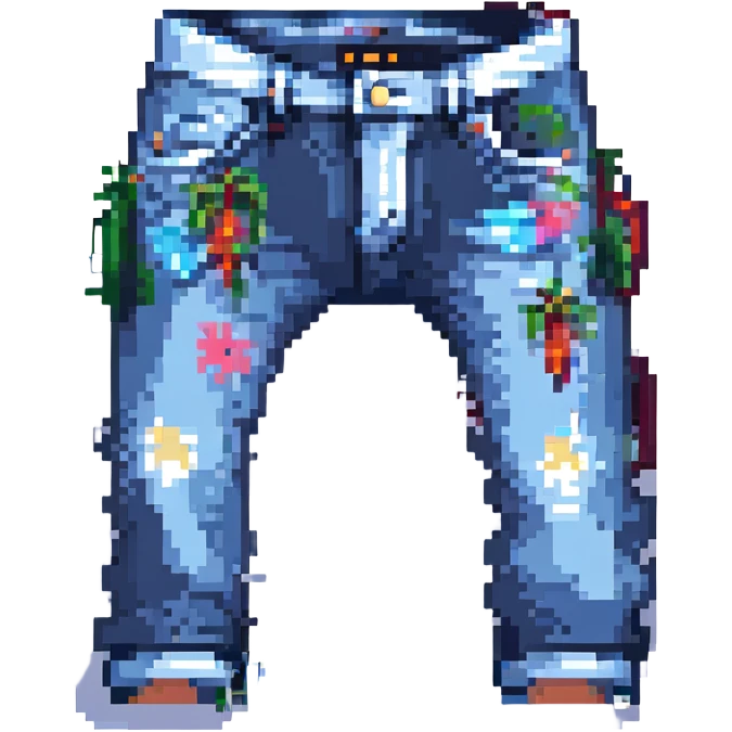 a pair of jeans, classic blue, pixel art style emoji