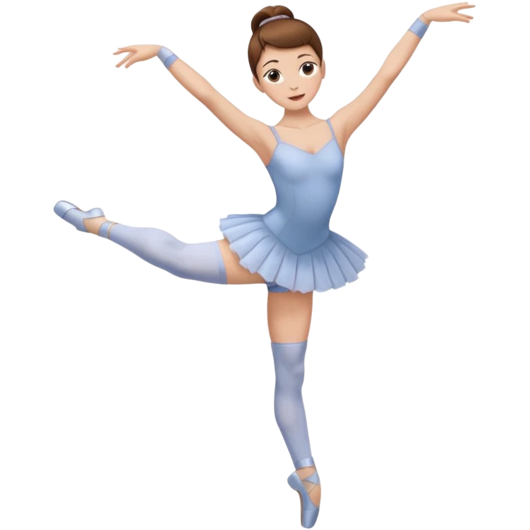 Ballet dancer in over the knee socks, leotard and brown hair emoji
