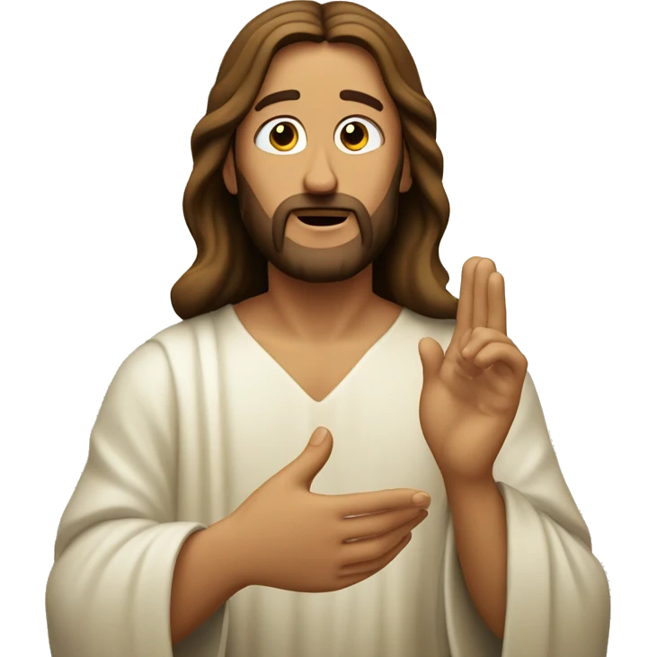 jesus listening with hand cupping ear emoji