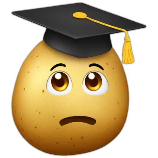 cute potato with a college mortarboard emoji