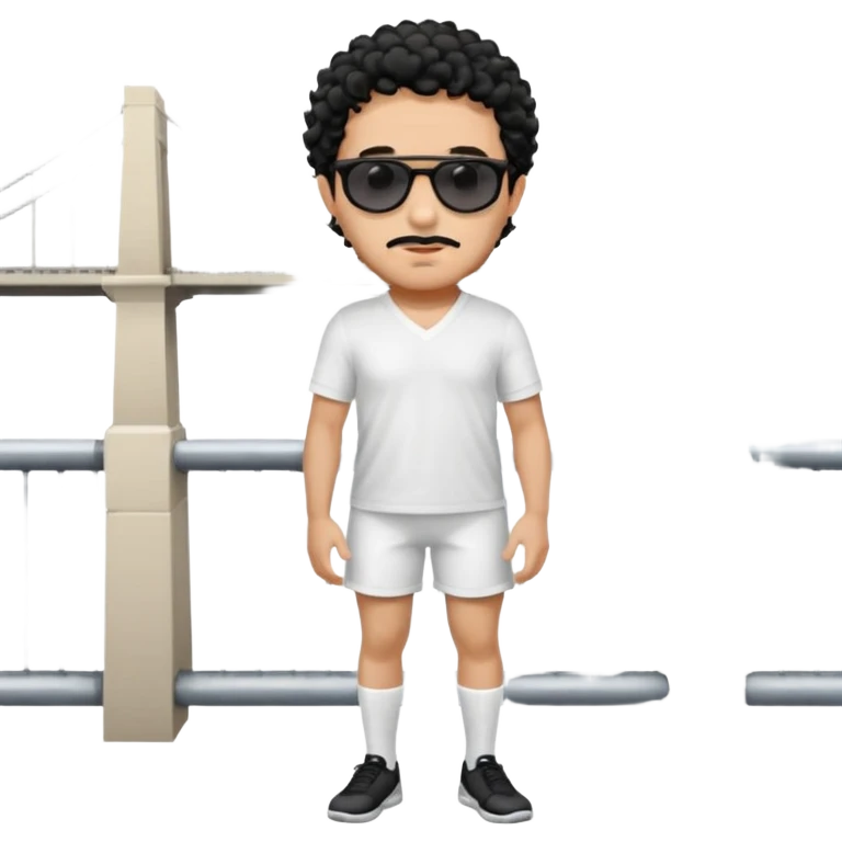 Curly hair short facial hair Washington Bridge Jersey white socks cover up the ankle legs and knees a right arm sleeve on your right arm emoji