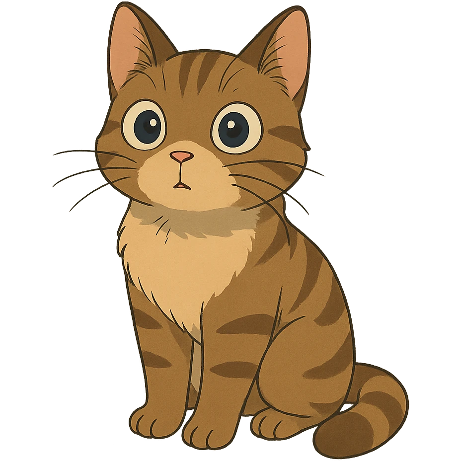 a curious cat with big eyes, Ghibli style emoji