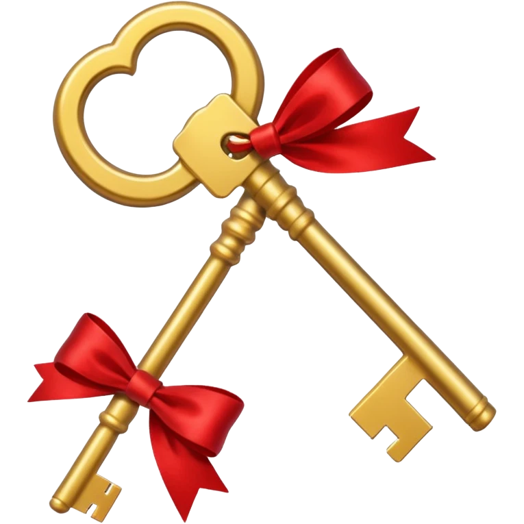 gold two keys tied with a red bow emoji