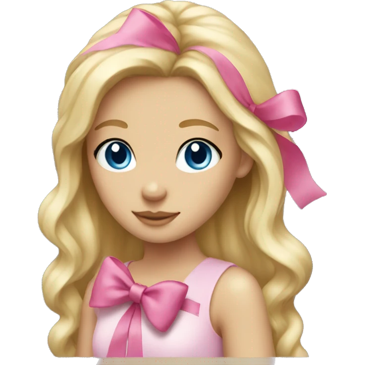 Blonde girl with pink bow blue eyes  emoji