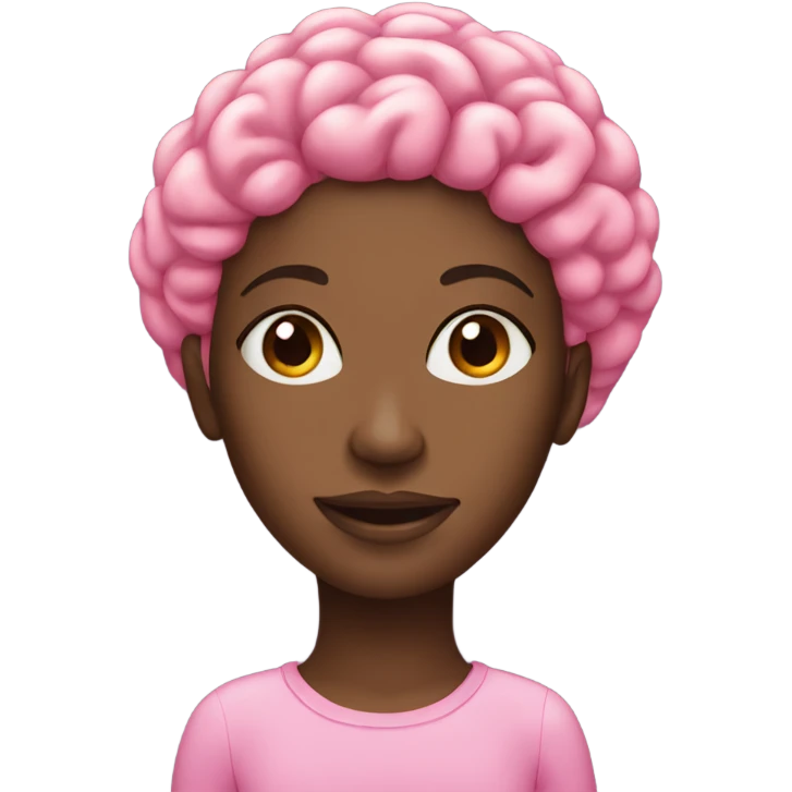 black woman with pink brain-power emoji