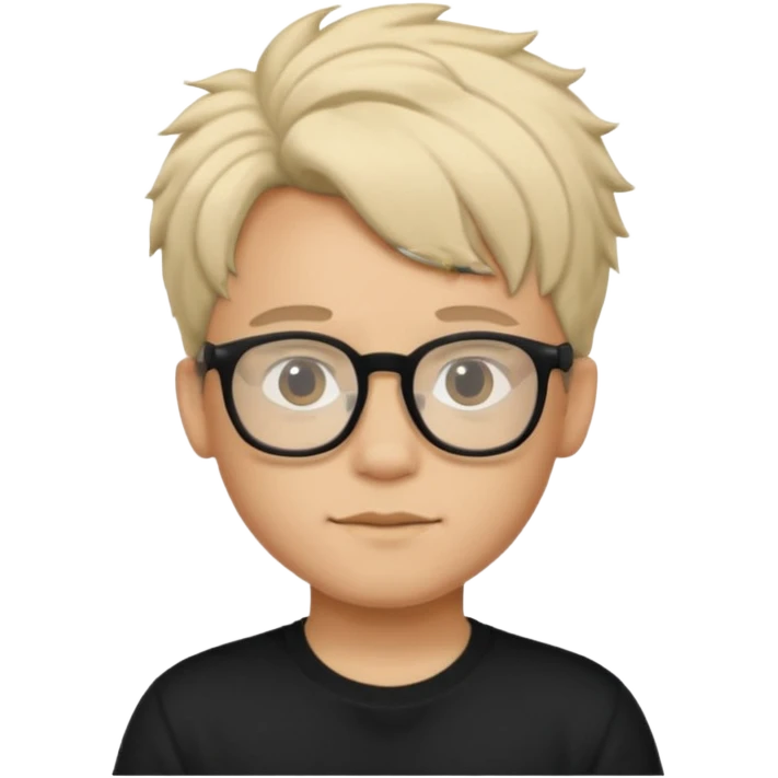  boy with freeform hair black t-shirt put a glasses emoji
