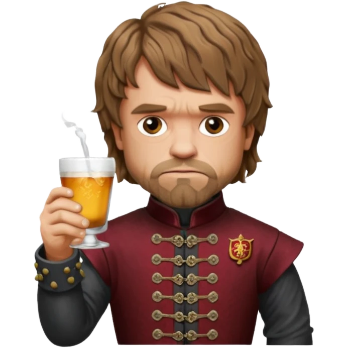 Tyrion lannister drinking with a smirk emoji