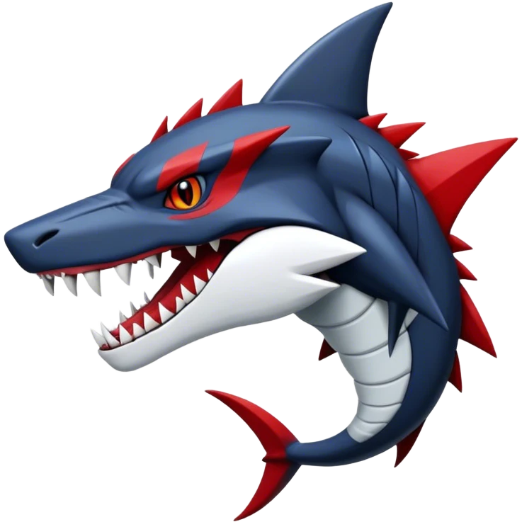 Black Cool Edgy Anthro Sharpedo-Sergal-Garchomp-Fakémon  with White and Red Edgy markings emoji