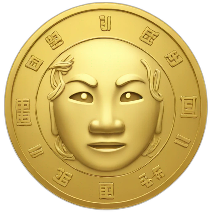 Gold coin with Chinese symbol on it  emoji