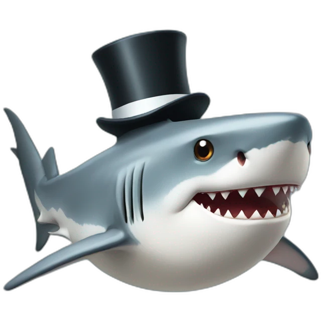 Shark with a top hat emoji