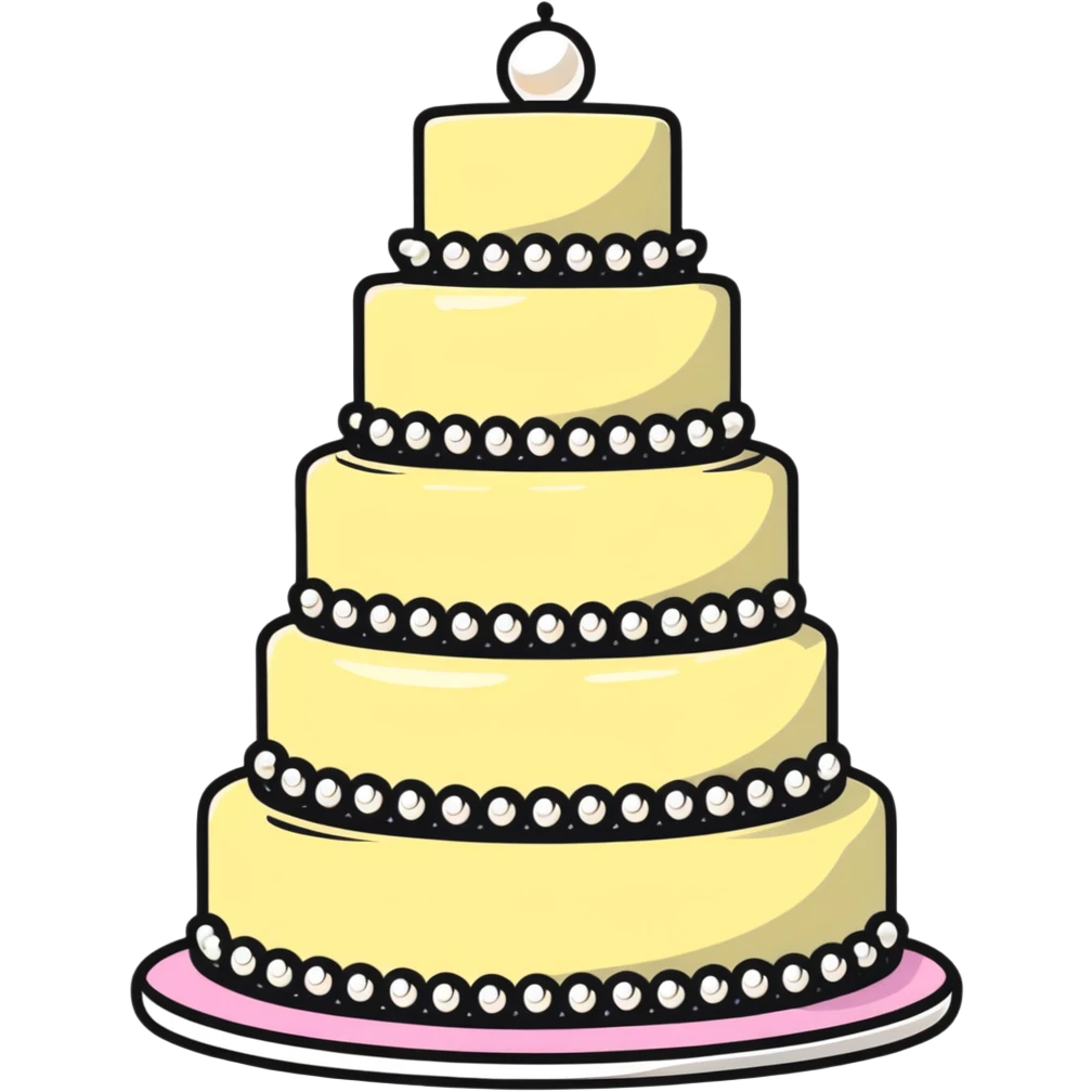 three-tier light pink cake decorated with pearls emoji