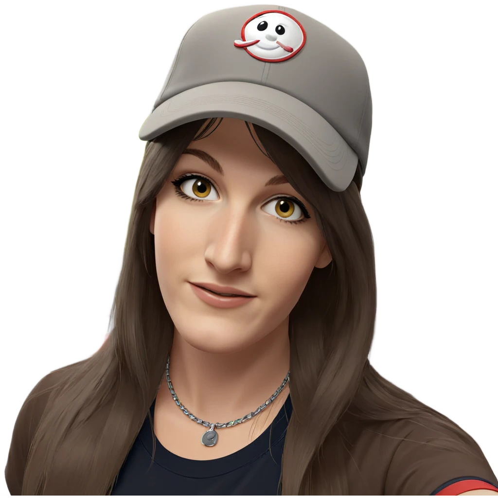 smiling girl in baseball cap emoji