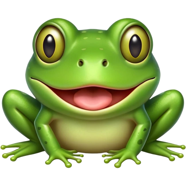 Green frog with its tongue sticking out and cross-eyed, silly expression emoji