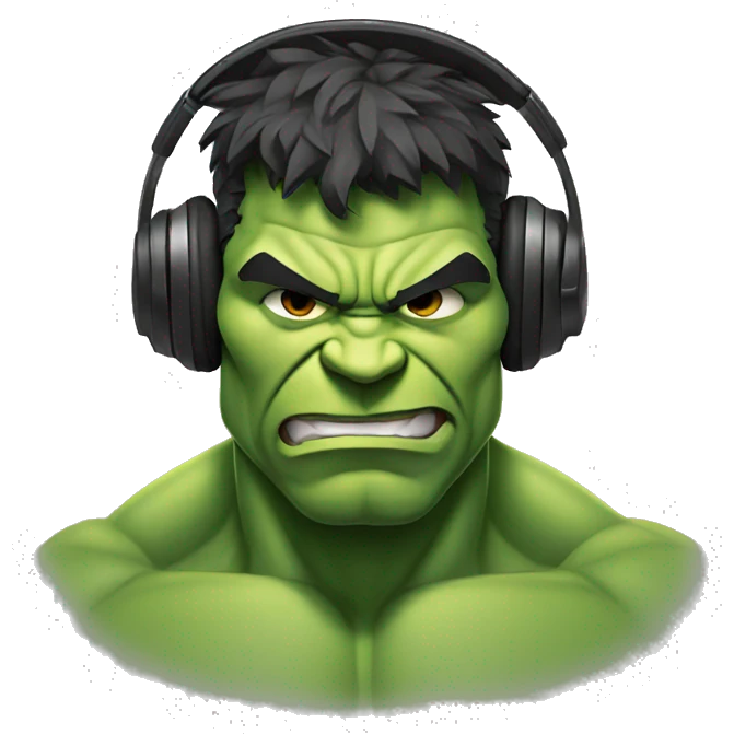 hulk with headphone emoji