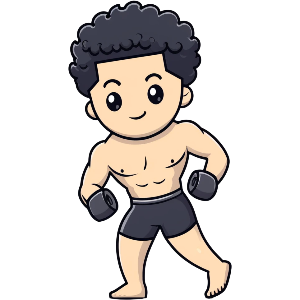 shirtless male athlete with white skin and curly black hair emoji