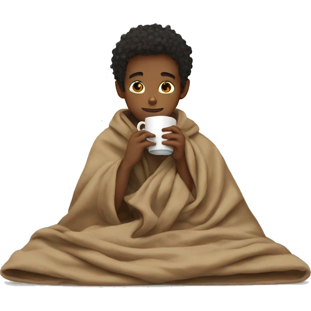 boy in a blanket sipping tea emoji