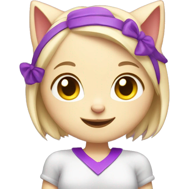 blond cat girl with purple highlights smiling holding a heart  emoji